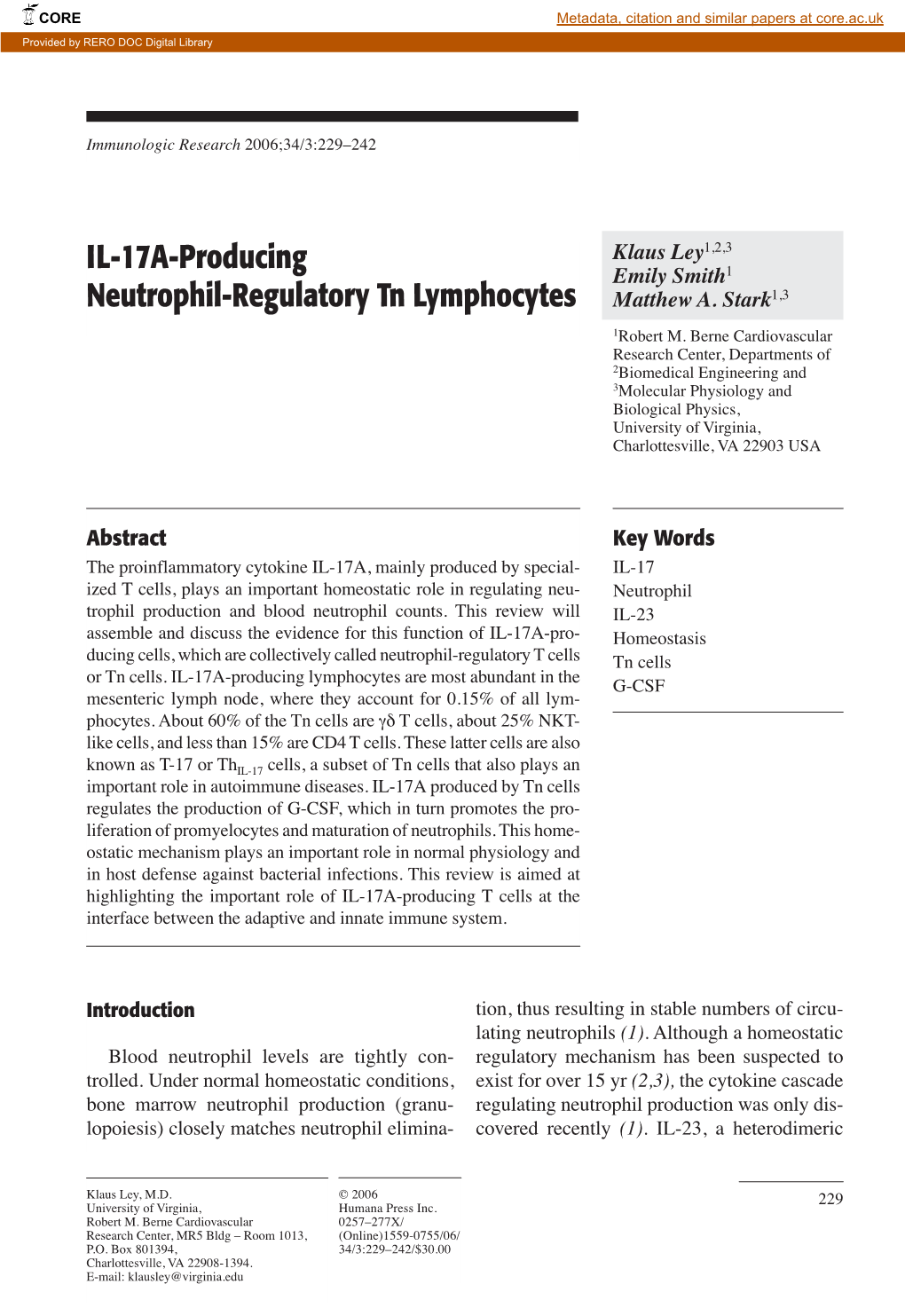 IL-17A-Producing Neutrophil-Regulatory Tn Lymphocytes