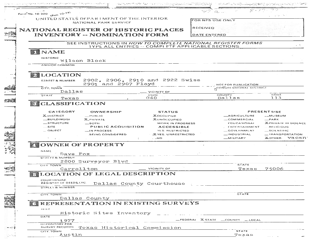 Wilson Block National Register Form