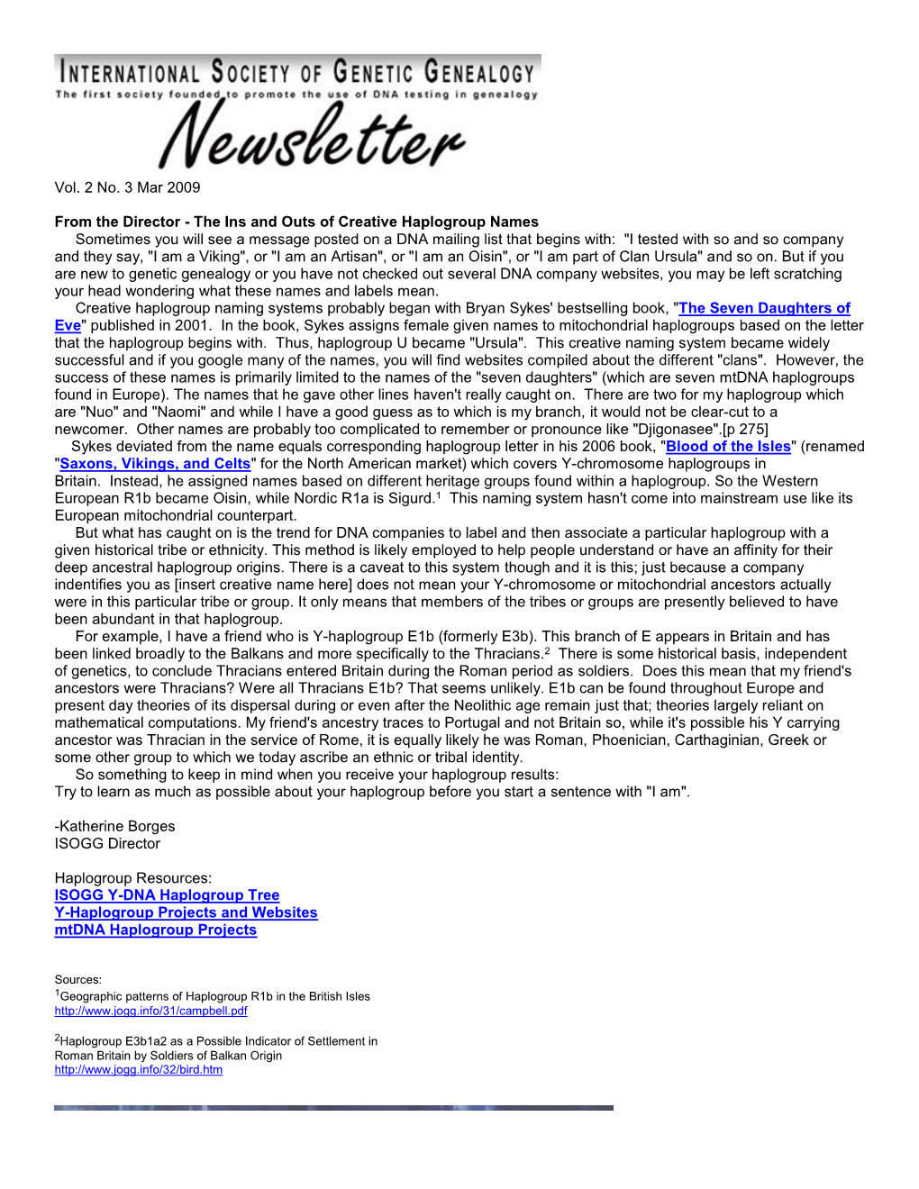 ISOGG Newsletter March 2009