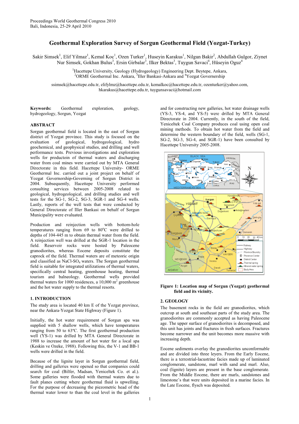 Geothermal Exploration Survey of Sorgun Geothermal Field (Yozgat-Turkey)