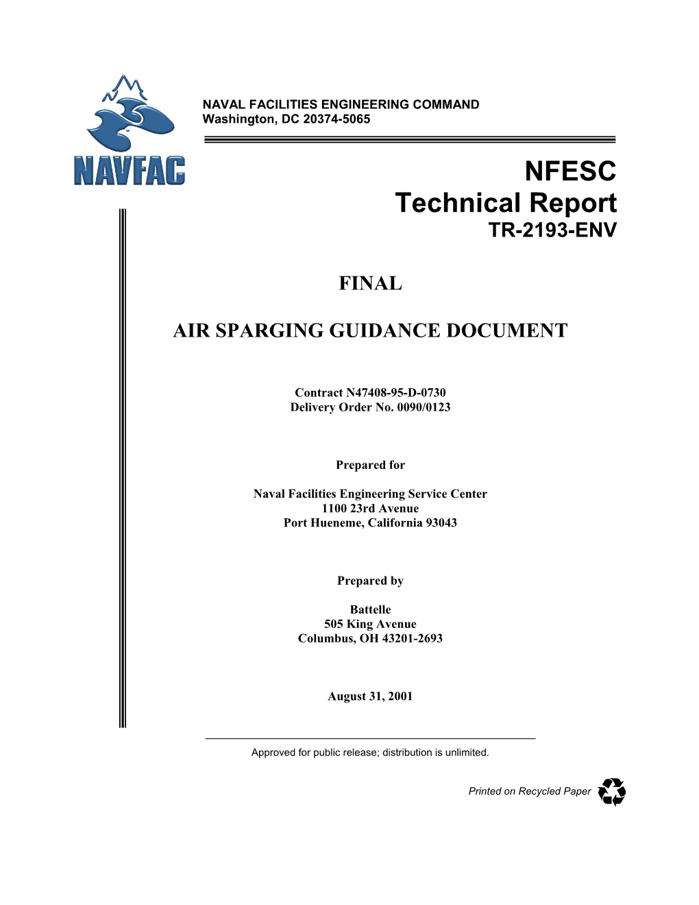 Air Sparging Guidance Document