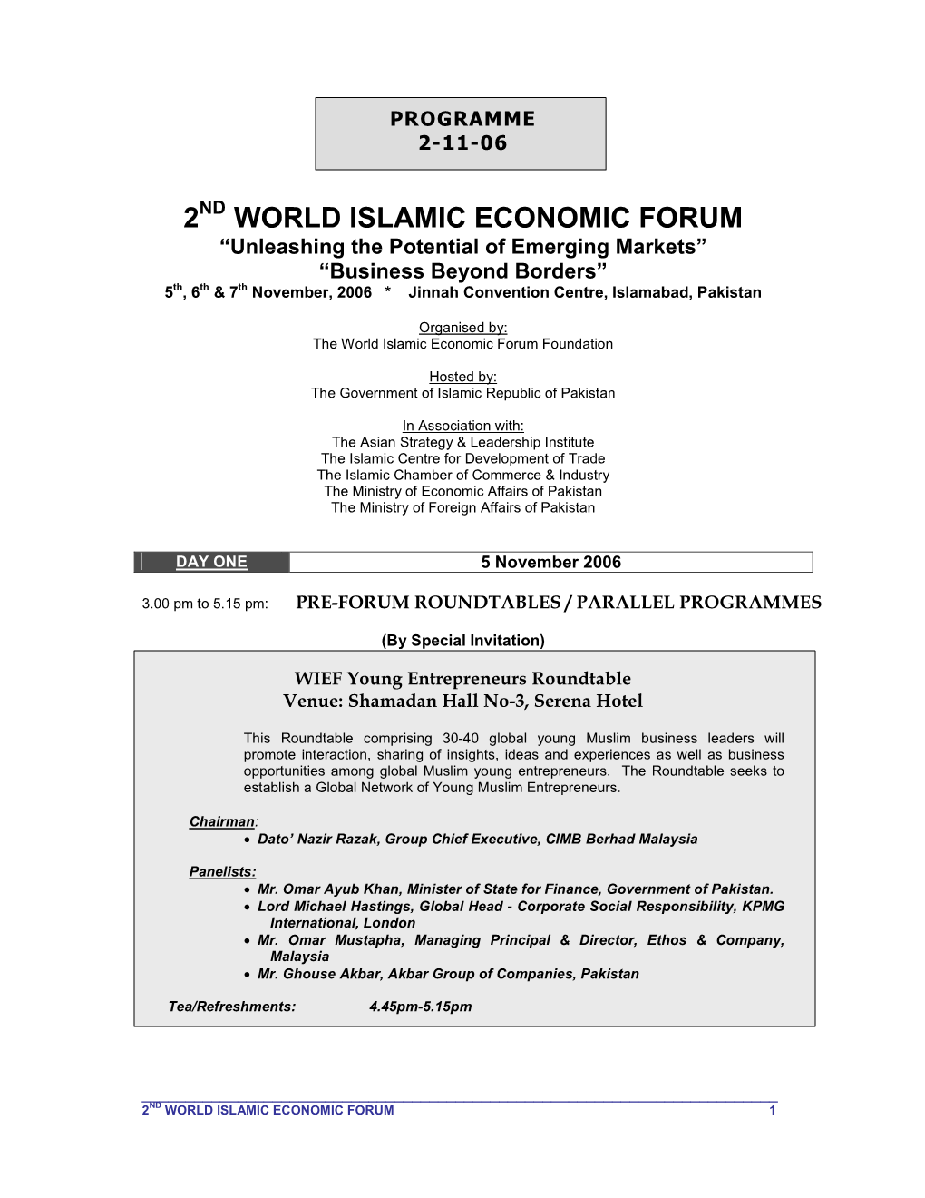 2Nd World Islamic Economic Forum