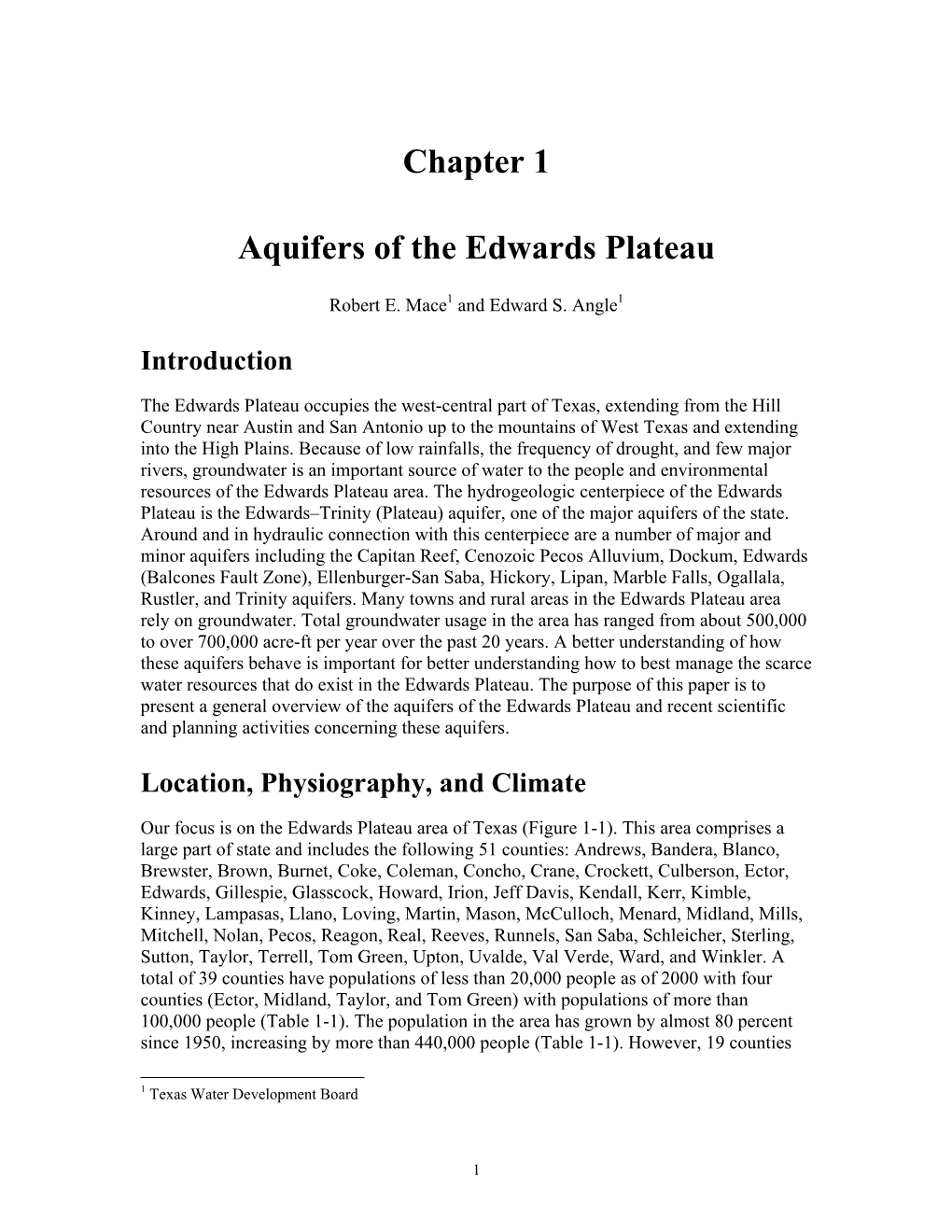 Report 360 Aquifers of the Edwards Plateau Chapter 1