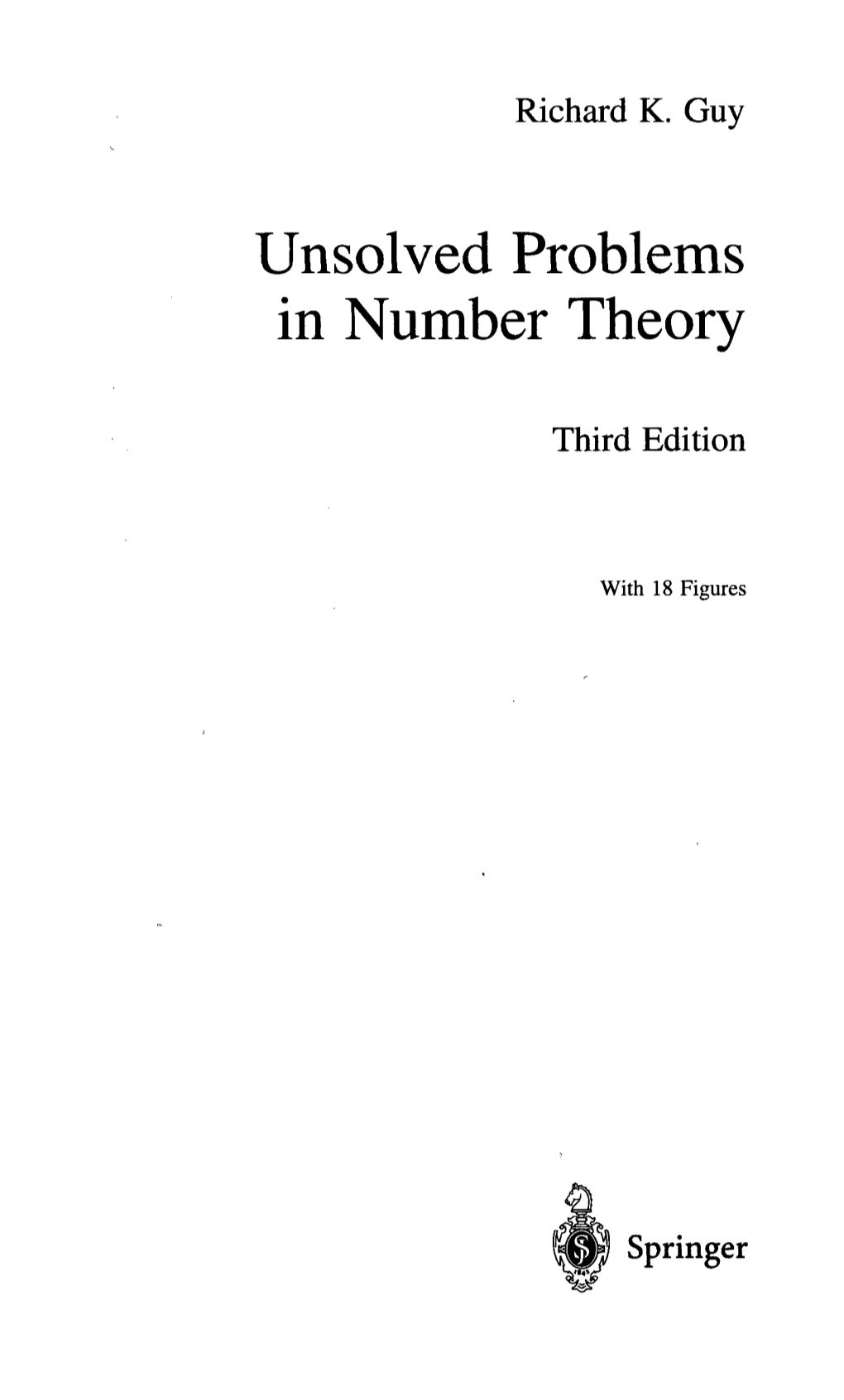 Unsolved Problems in Number Theory