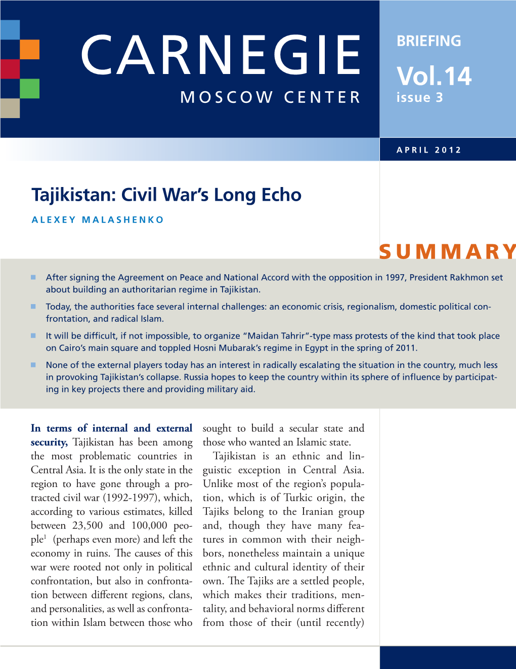 Tajikistan: Civil War's Long Echo
