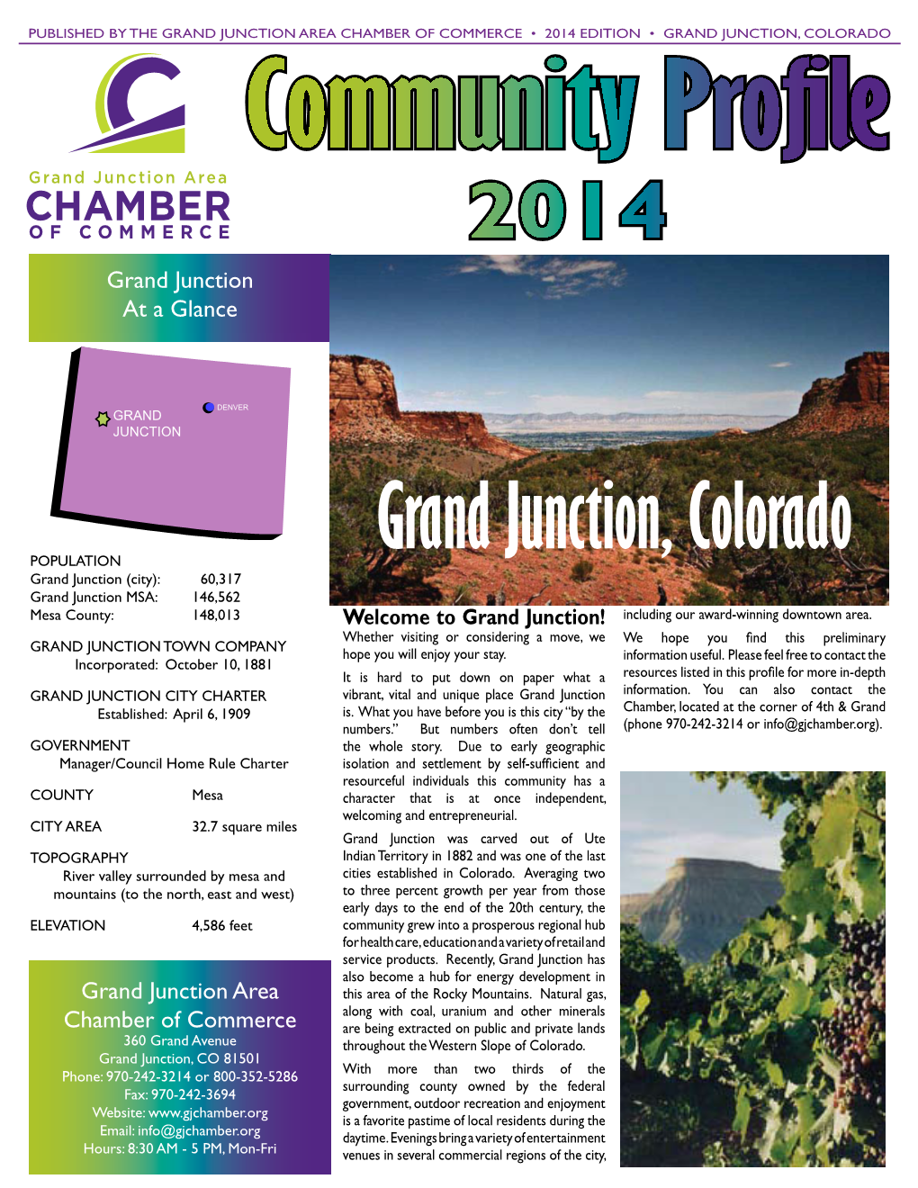 Grand Junction, Colorado Community Profile 2014 Grand Junction at a Glance