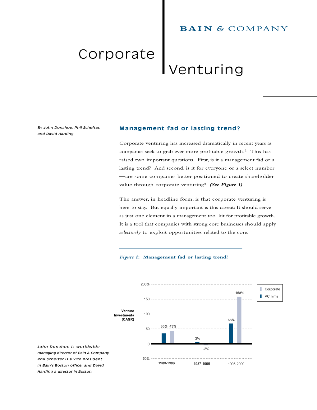 Corporate Venturing: Management Fad Or Lasting Trend