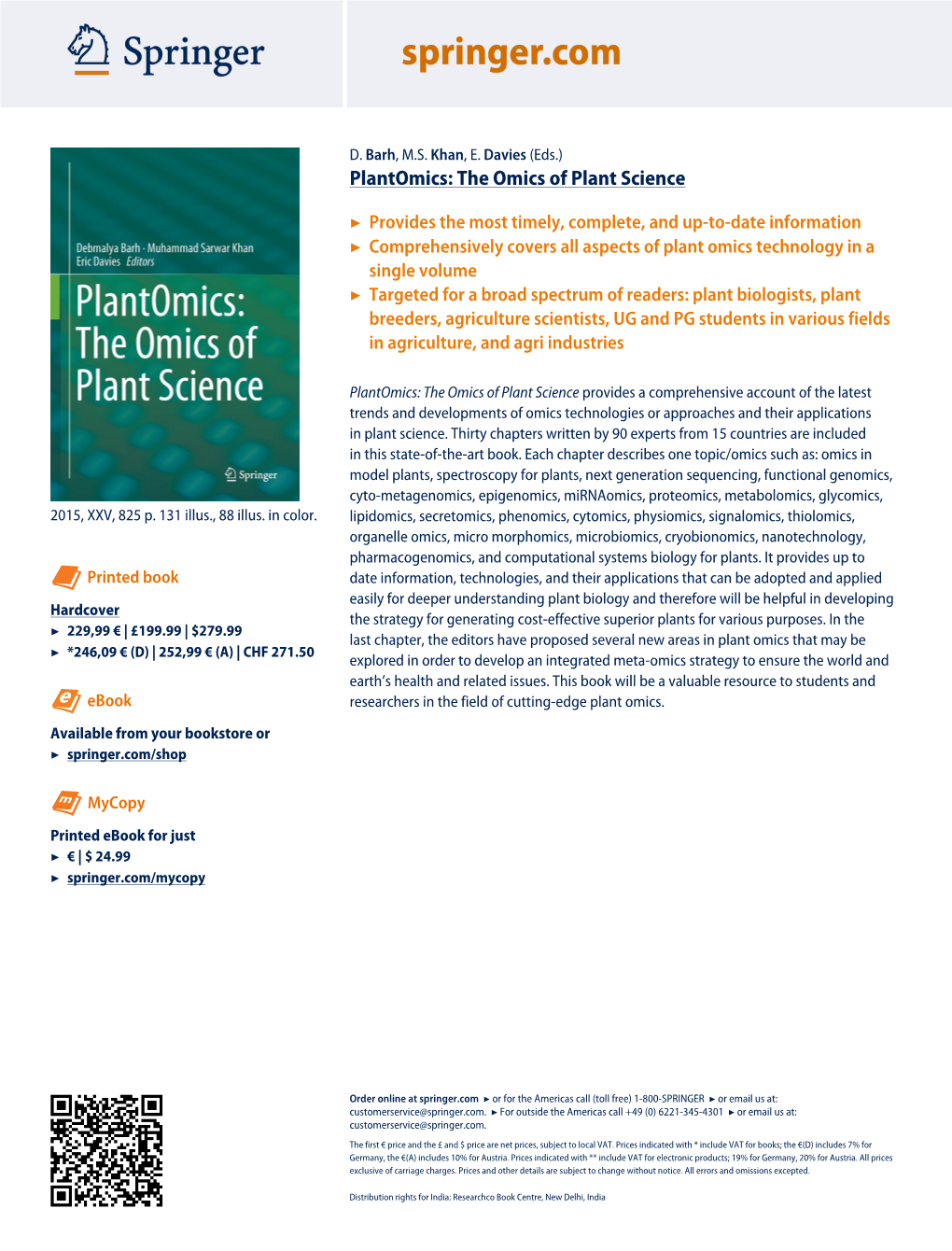 The Omics of Plant Science