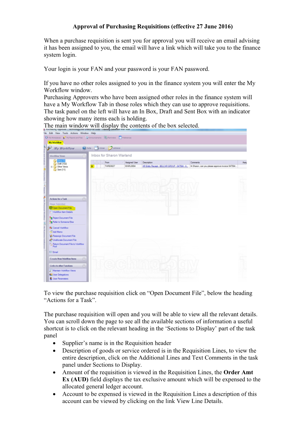 Approval of Purchasing Requisitions