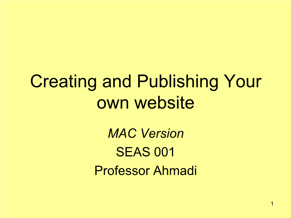 Creating and Publishing Your Own Website