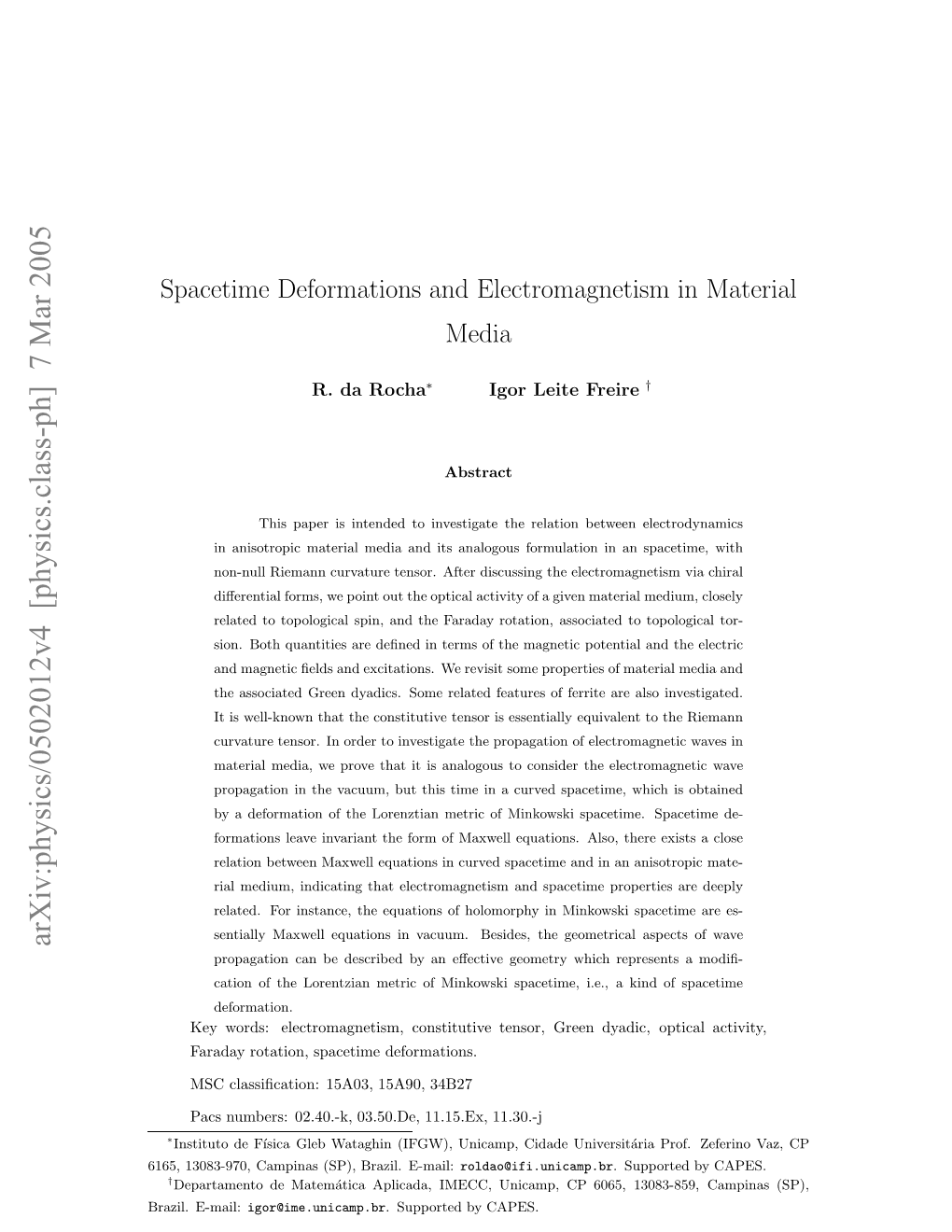 Spacetime Deformations and Electromagnetism in Material Media