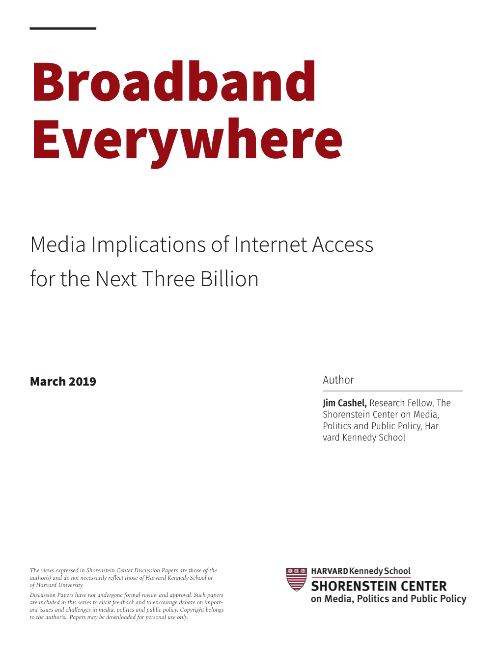 Media Implications of Internet Access for the Next Three Billion