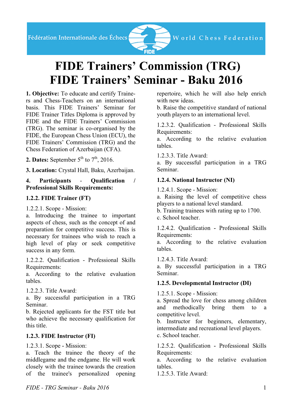 (TRG) FIDE Trainers' Seminar