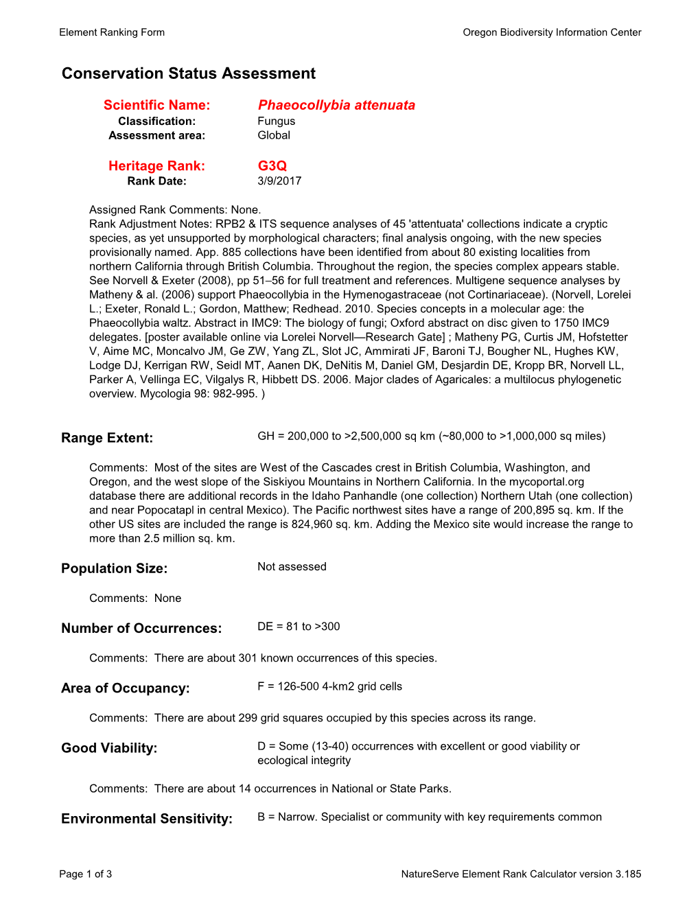 Conservation Status Assessment