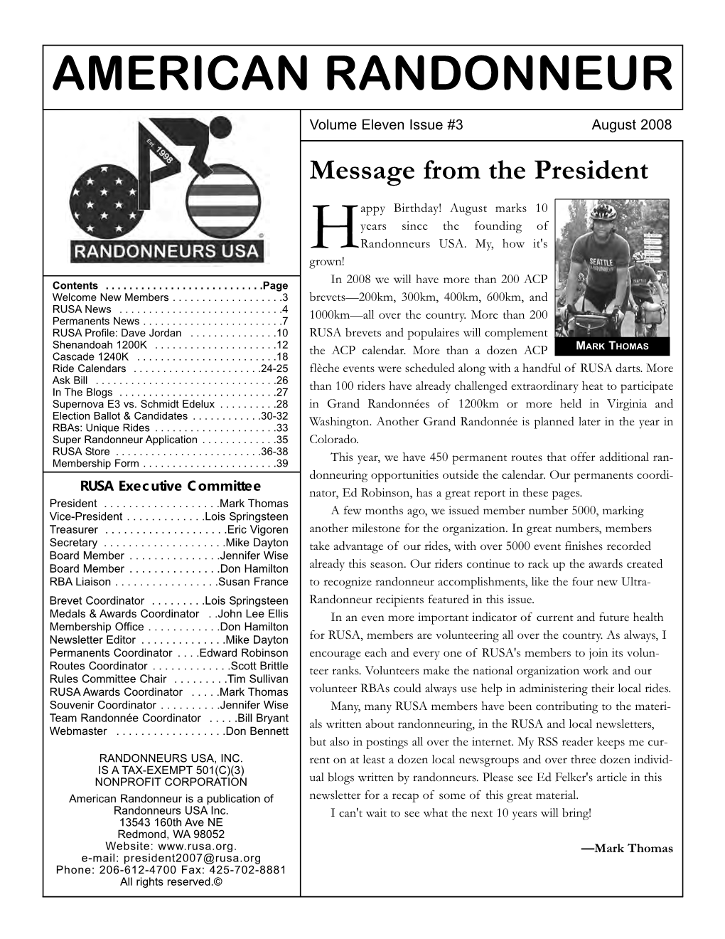 RUSA Newsletter Is Mailed Via Third Class Mail to the Address on File of All Current Mem- ...To Renew Your RUSA Bers