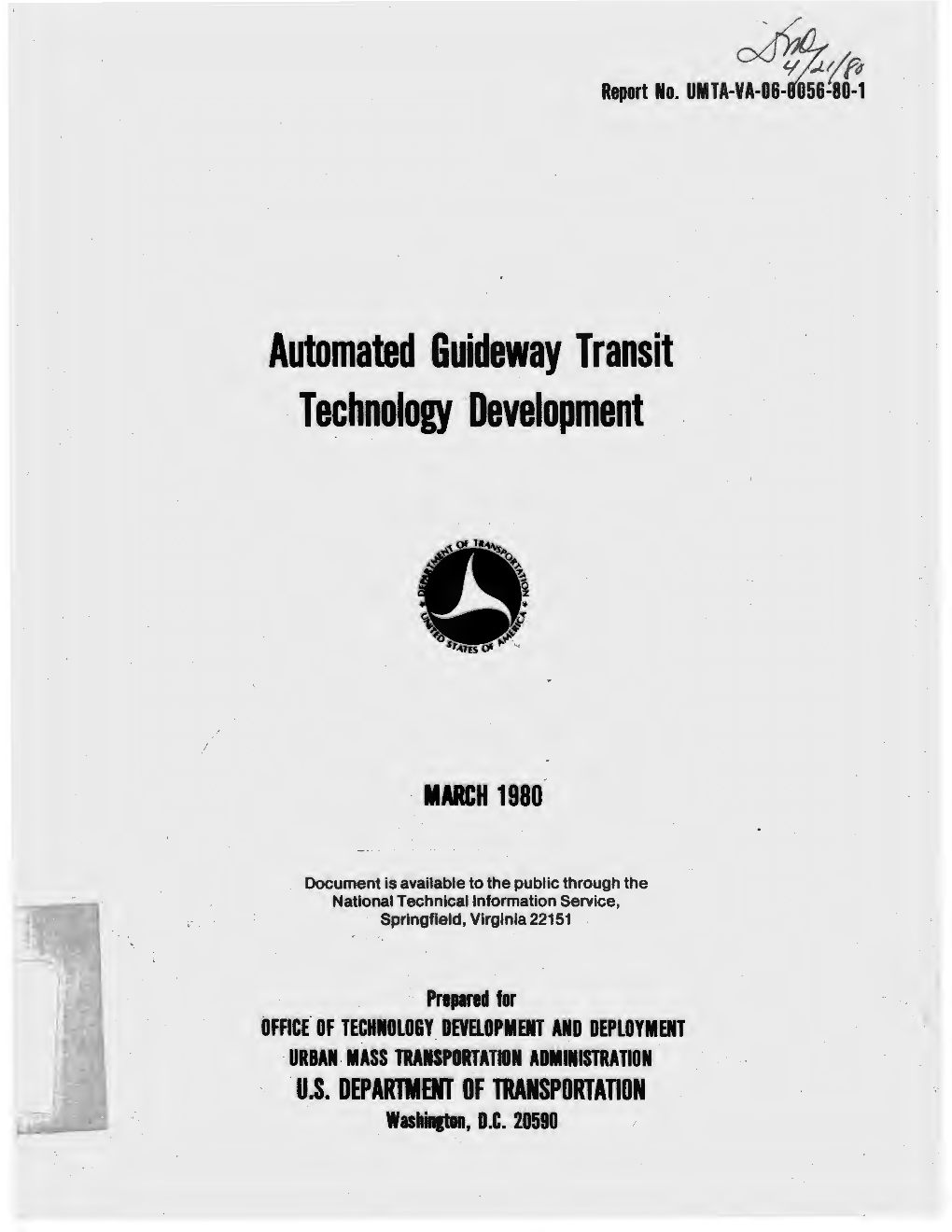 Automated Guideway Transit Technology Development March 1980 6