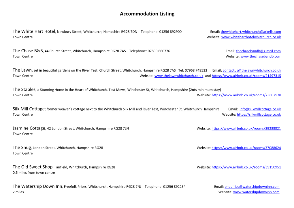 Accommodation Listing