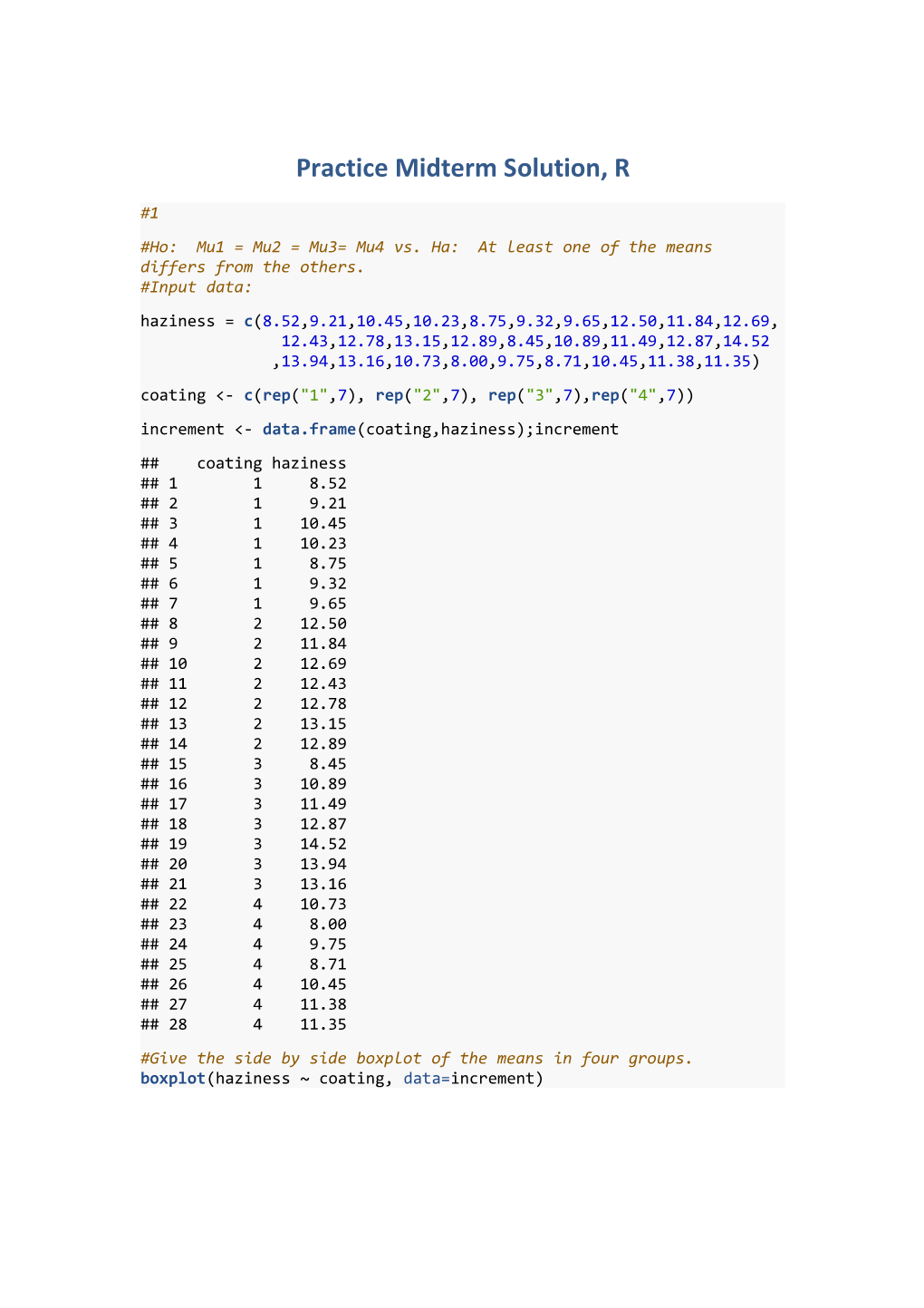 Sample Exam Solution