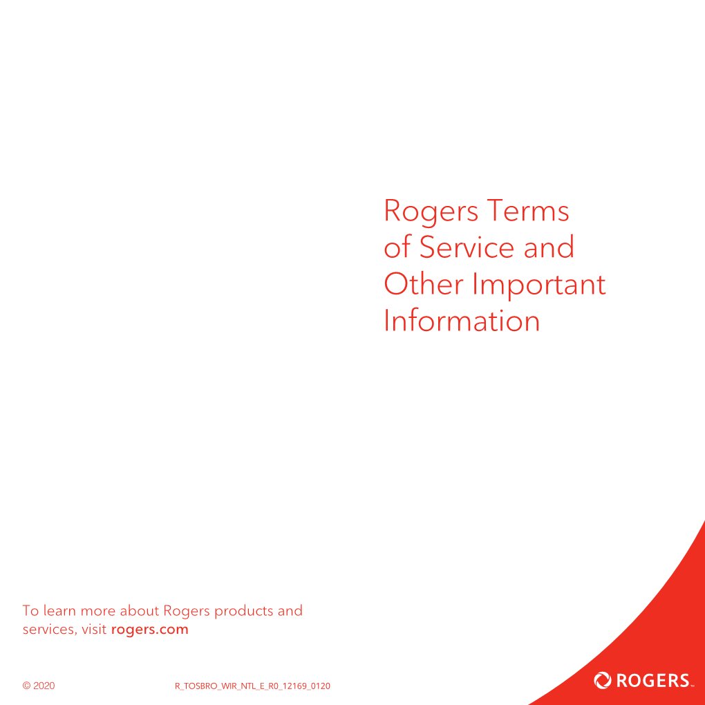 Rogers Terms of Service Acceptable Use Policy and Privacy Policy