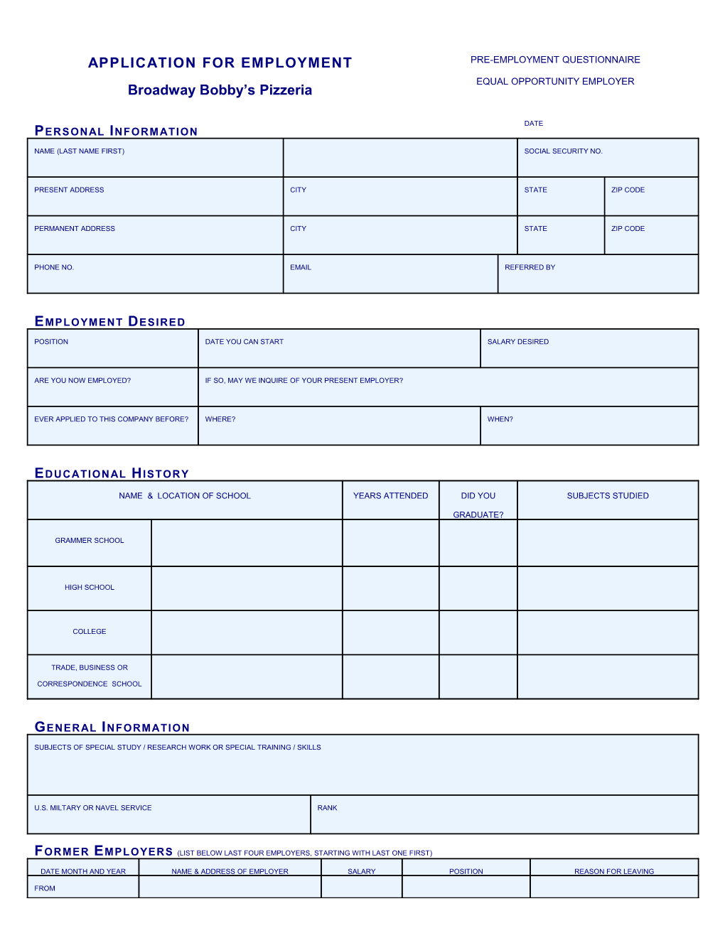 Application for Employment s84