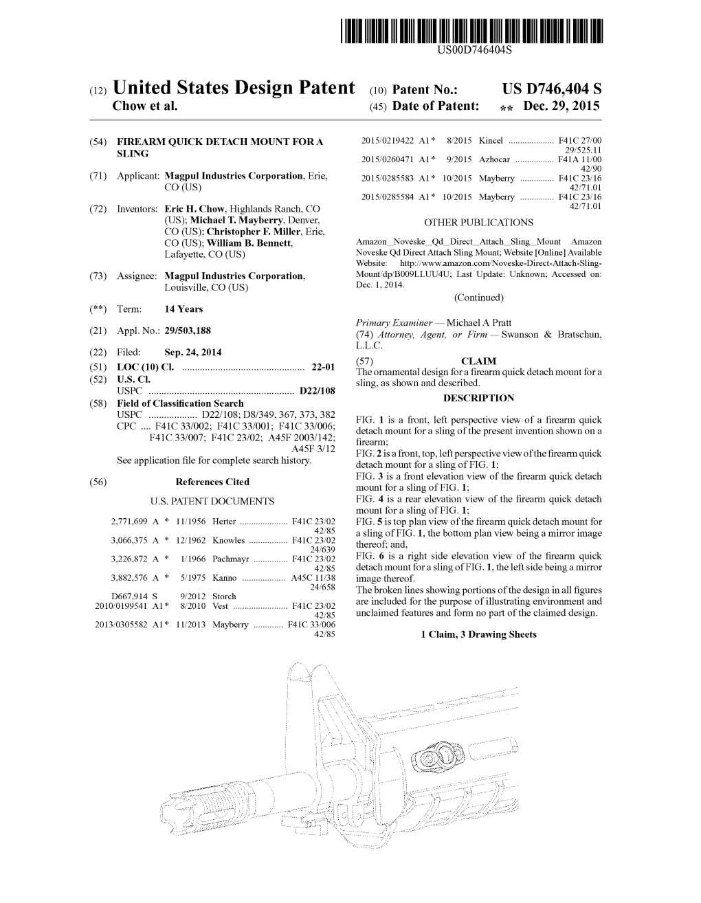 (12) United States Design Patent (10) Patent No.: US D746.404 S Chow Et Al