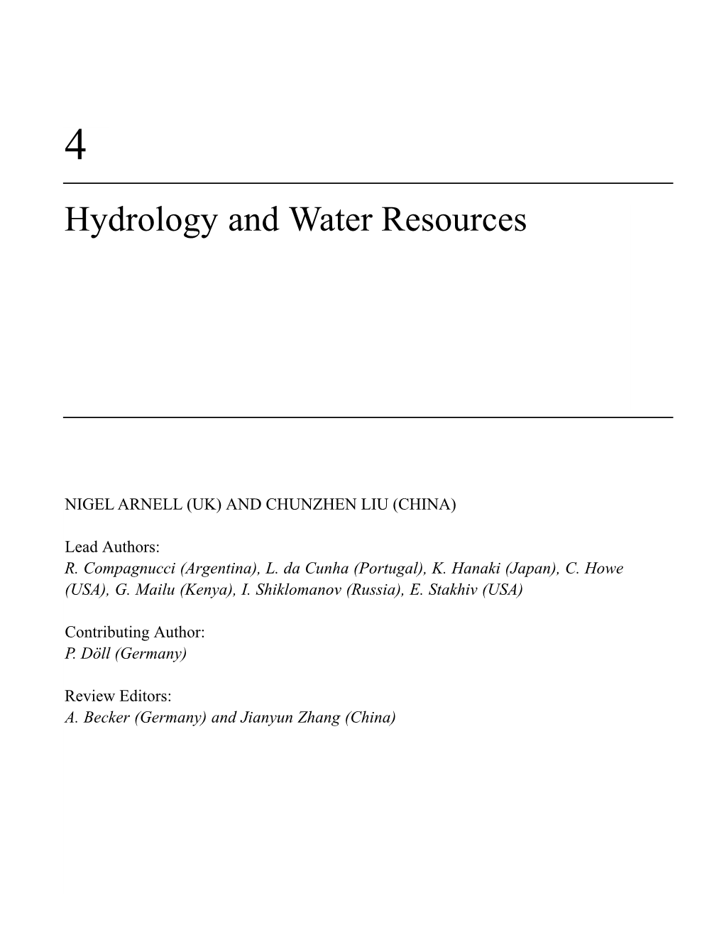 Hydrology and Water Resources