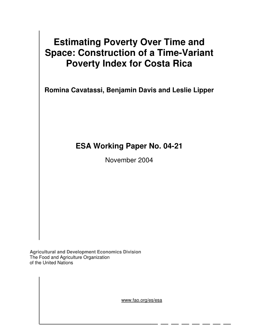 Construction of a Time-Variant Poverty Index for Costa Rica