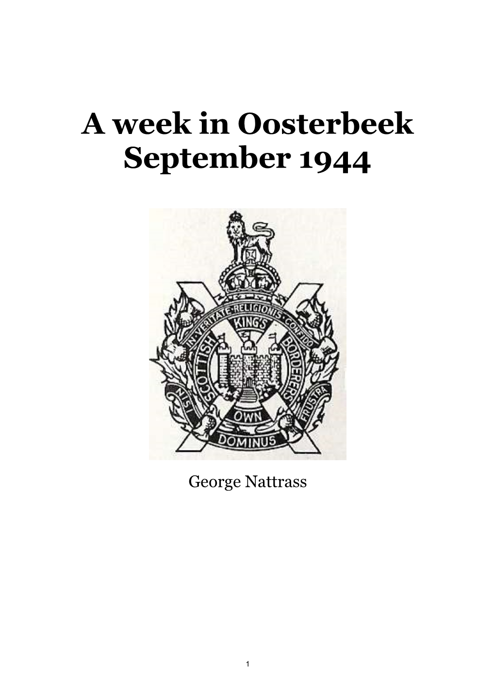 A Week in Oosterbeek September 1944