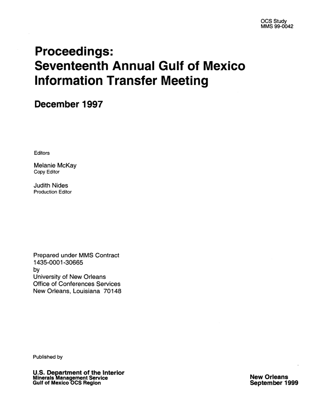 Seventeenth Annual Gulf of Mexico Information Transfer Meeting