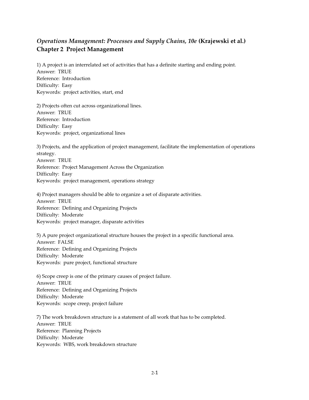 Operations Management: Processes and Supply Chains, 10E (Krajewski Et Al.) s1