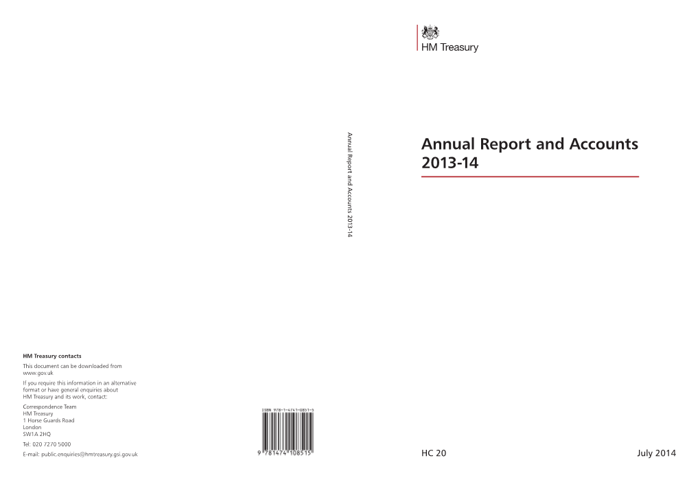 HMT Annual Report and Accounts 2013-14