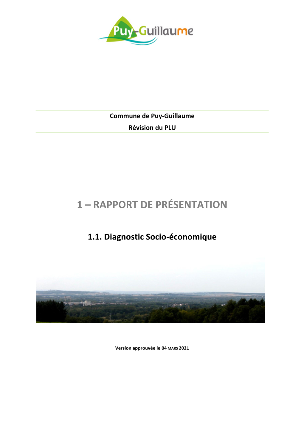 1 – RAPPORT DE PRÉSENTATION 1.1. Diagnostic Socio