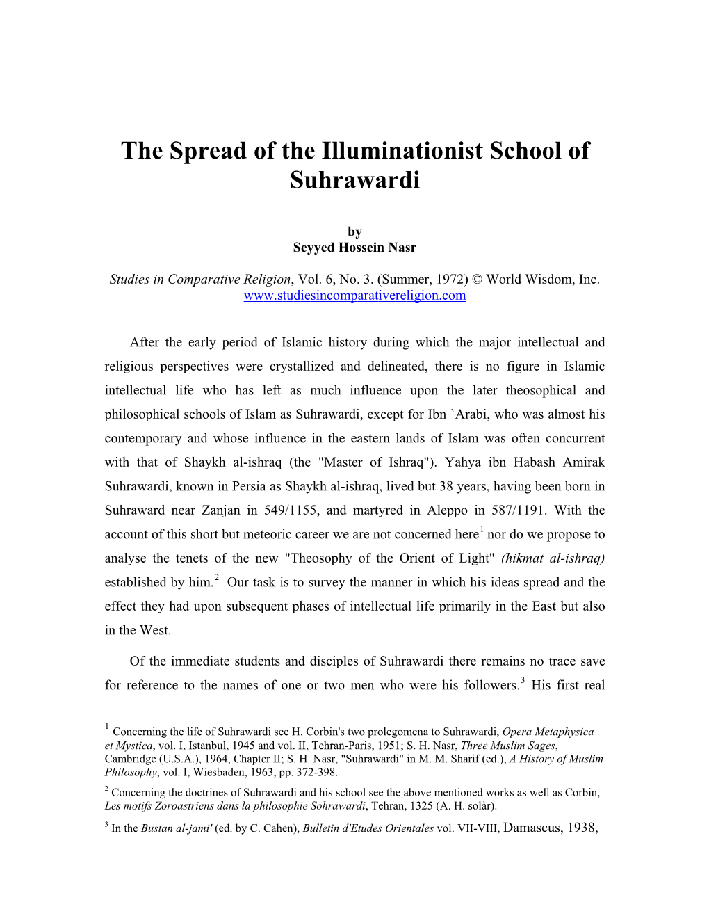 The Spread of the Illuminationist School of Suhrawardi