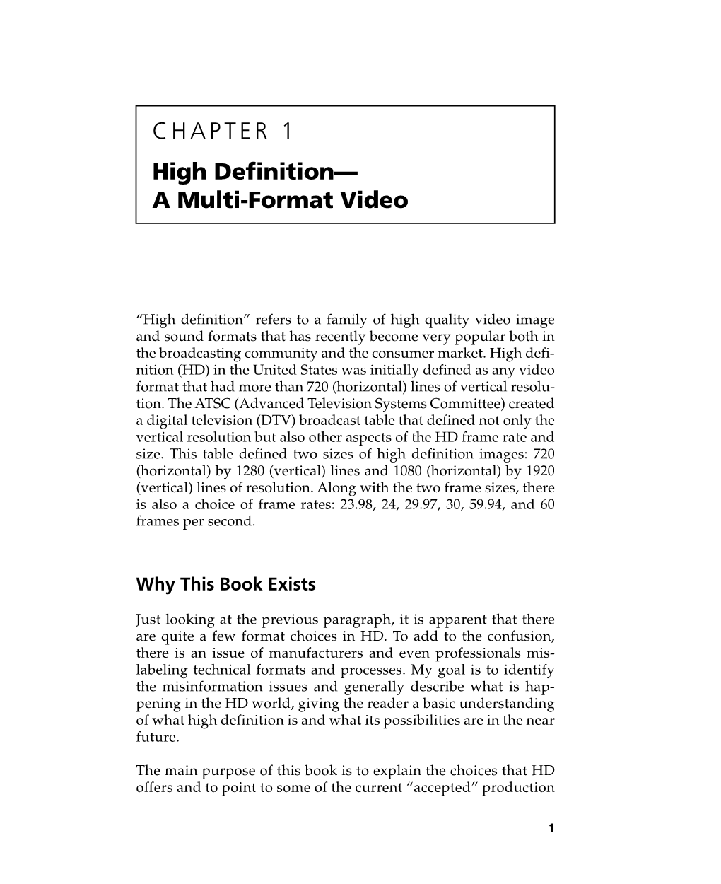 CHAPTER 1 High Definition— a Multi-Format Video