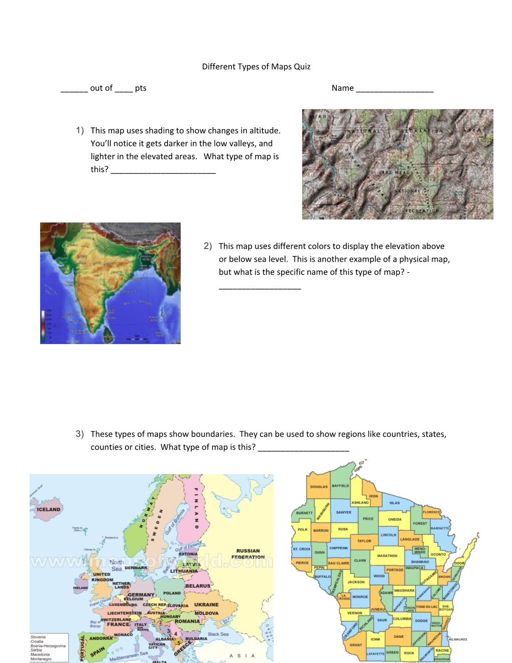 Different Types of Maps Quiz