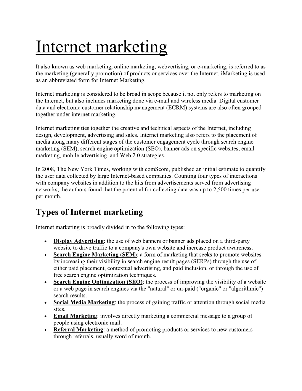 Internet Marketing