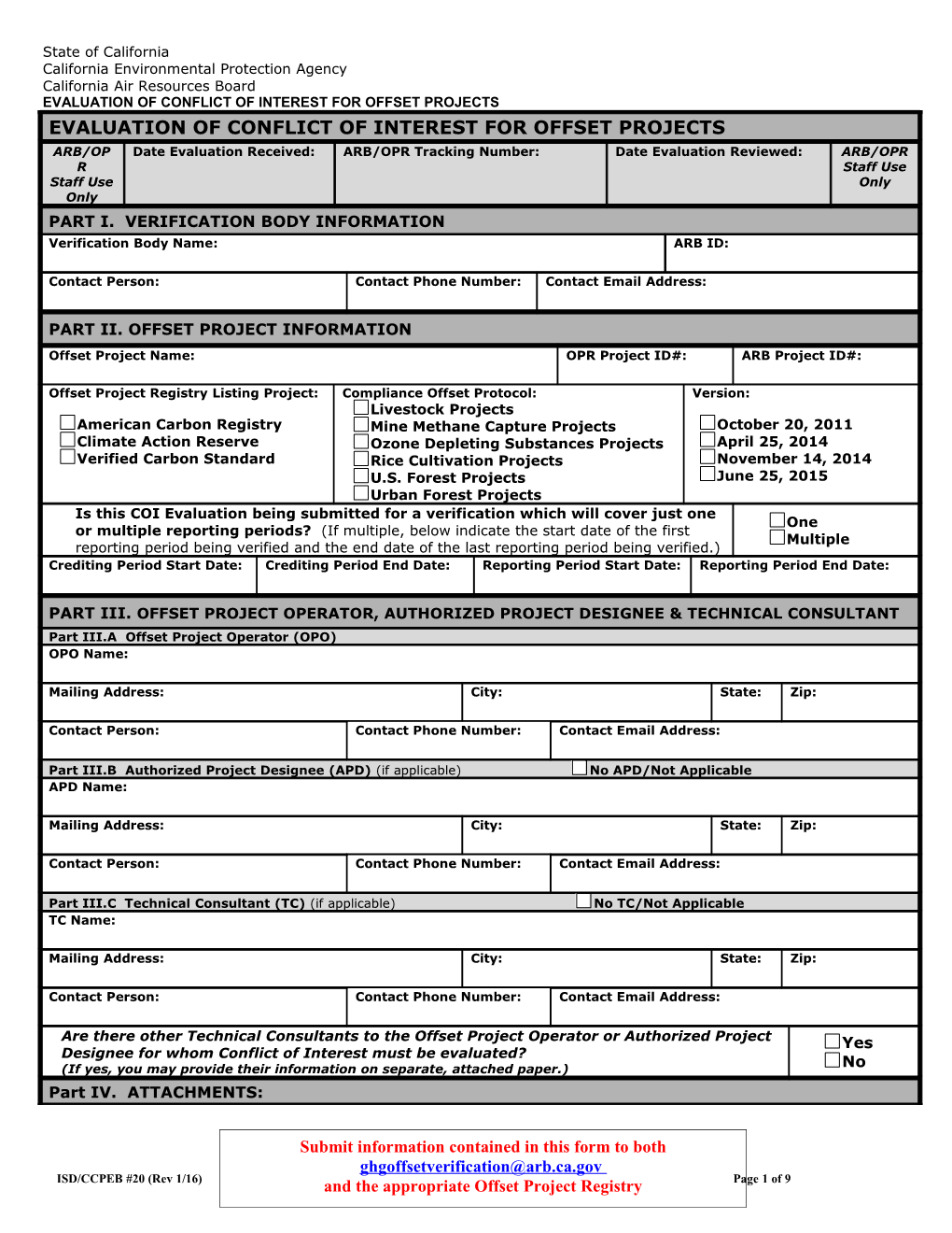 Background for Evaluation of Conflict of Interest for Offset Projects