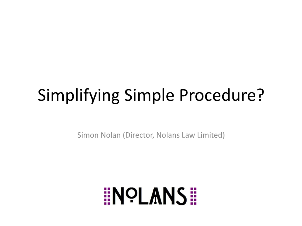 Simplifying Simple Procedure?