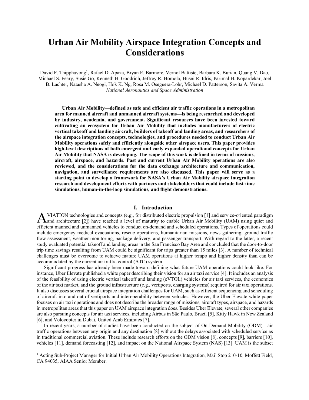 Urban Air Mobility Airspace Integration Concepts and Considerations