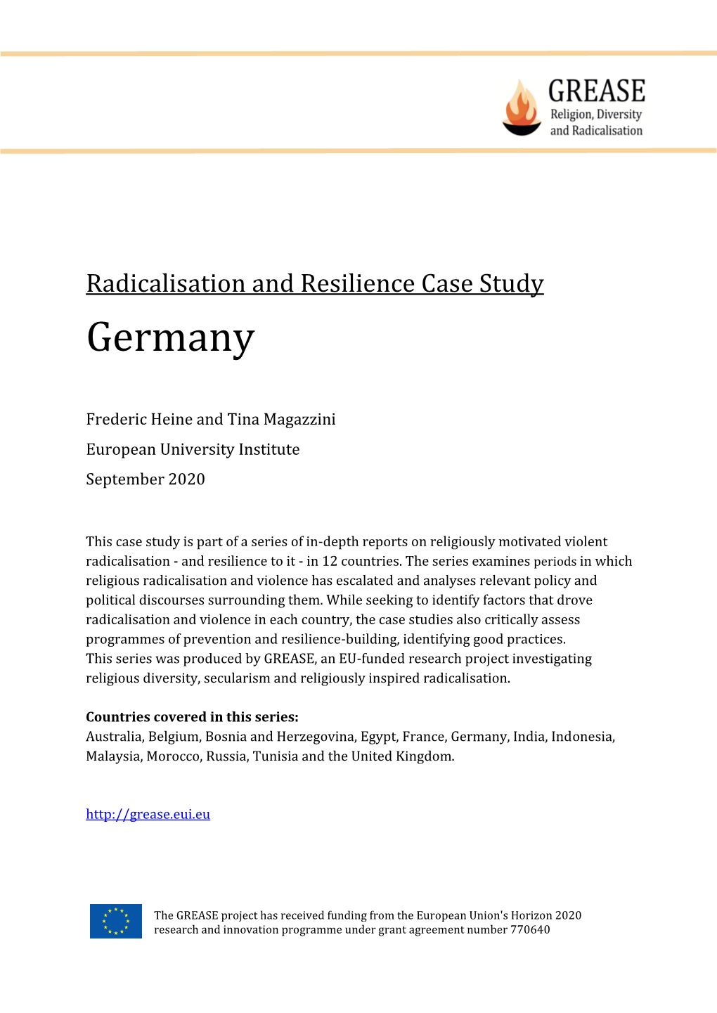 Radicalisation and Resilience Case Study Germany