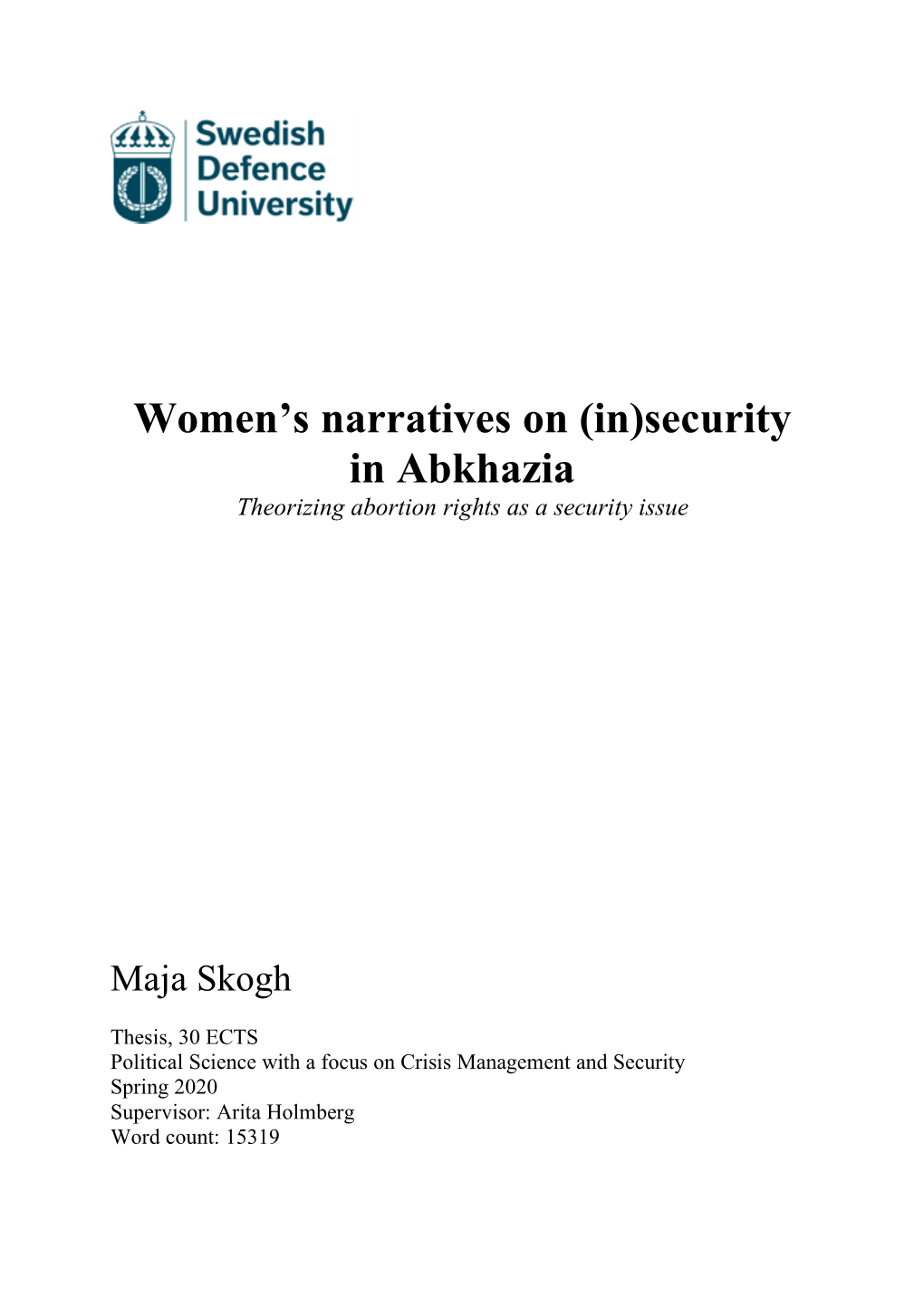 Women's Narratives on (In)Security in Abkhazia