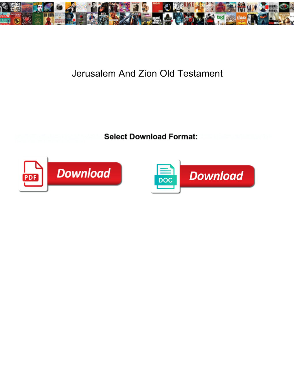 Jerusalem and Zion Old Testament