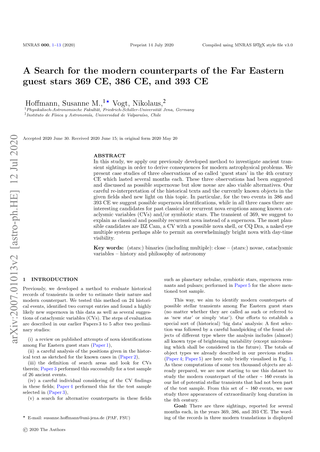 A Search for the Modern Counterparts of the Far Eastern Guest Stars 369 CE, 386 CE, and 393 CE