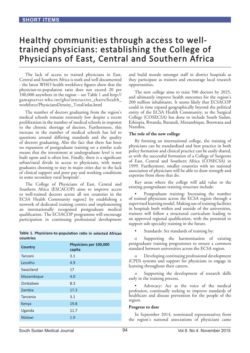 Trained Physicians: Establishing the College of Physicians of East, Central and Southern Africa