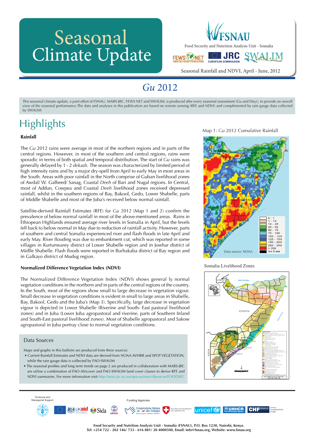 Seasonal Climate Data Update, Gu 2012