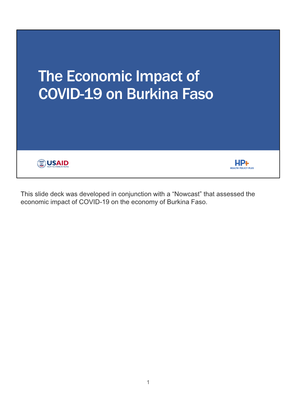 The Economic Impact of COVID 19 on Burkina Faso