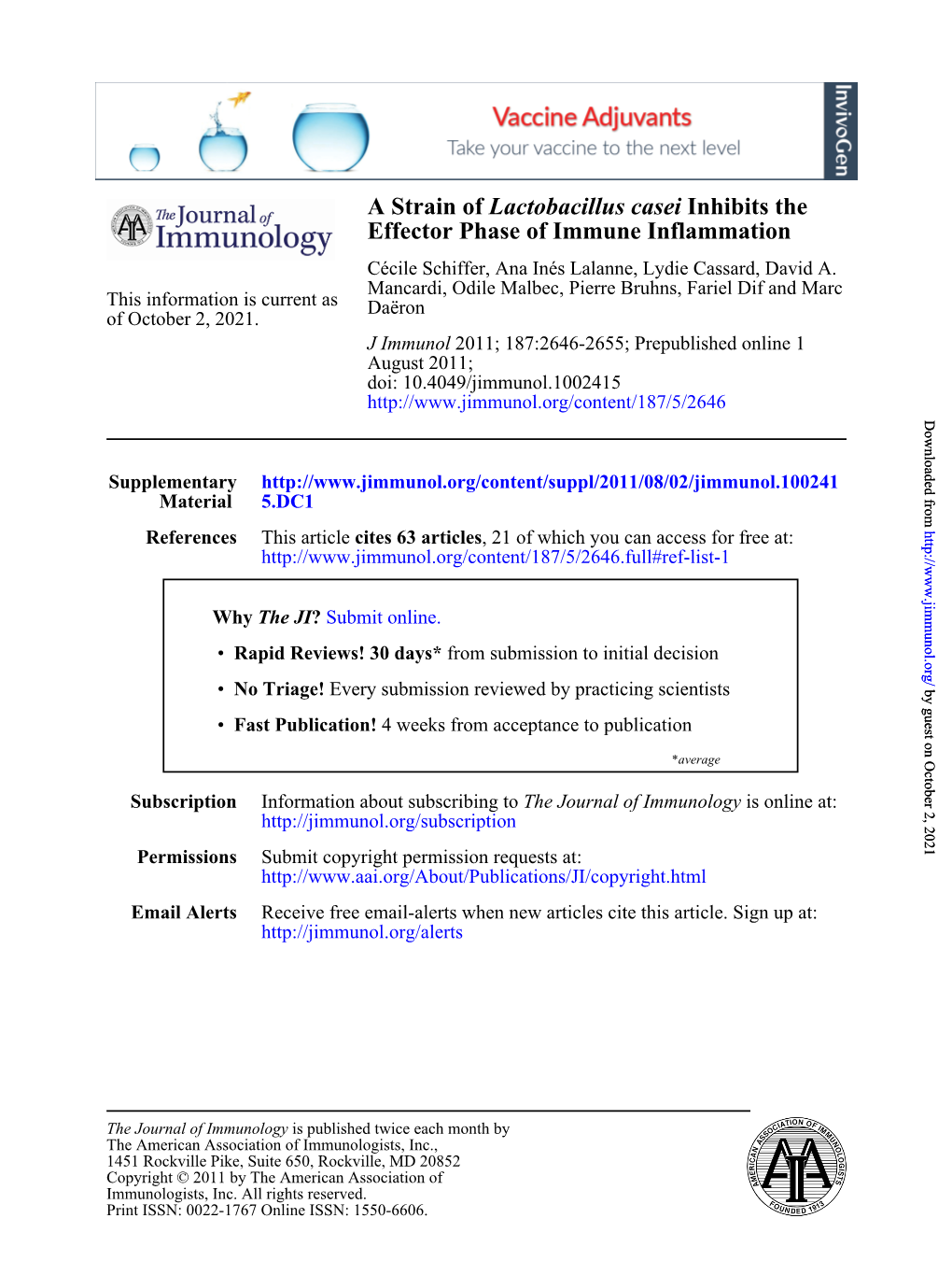 Effector Phase of Immune Inflammation Inhibits The