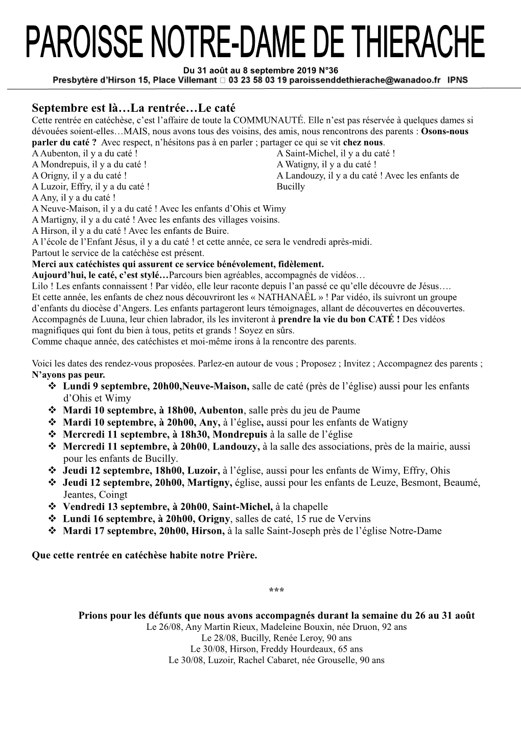 Septembre Est Là…La Rentrée…Le Caté Cette Rentrée En Catéchèse, C’Est L’Affaire De Toute La COMMUNAUTÉ