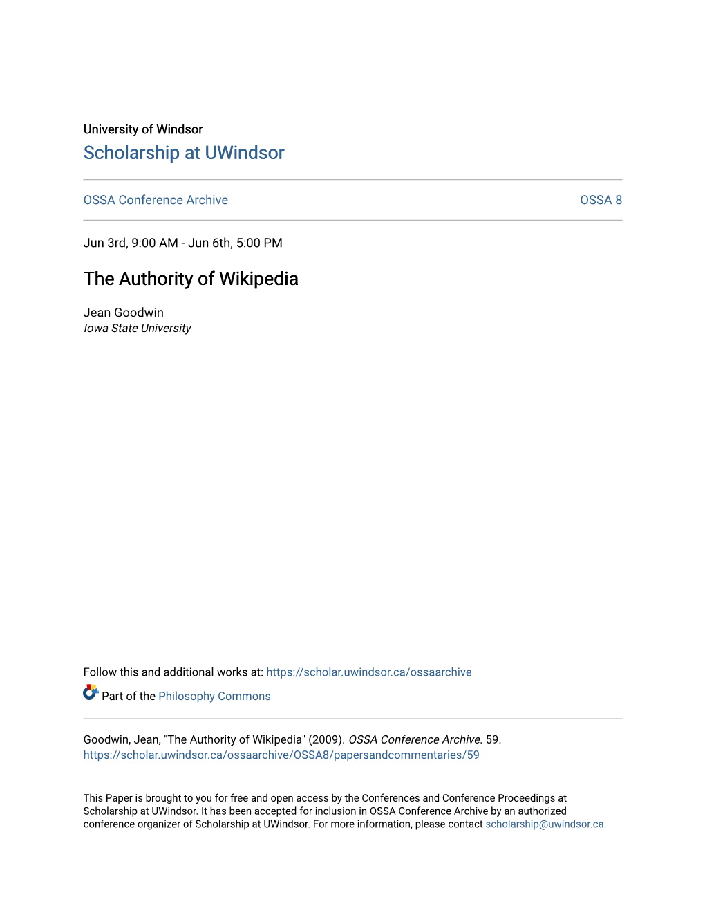 The Authority of Wikipedia