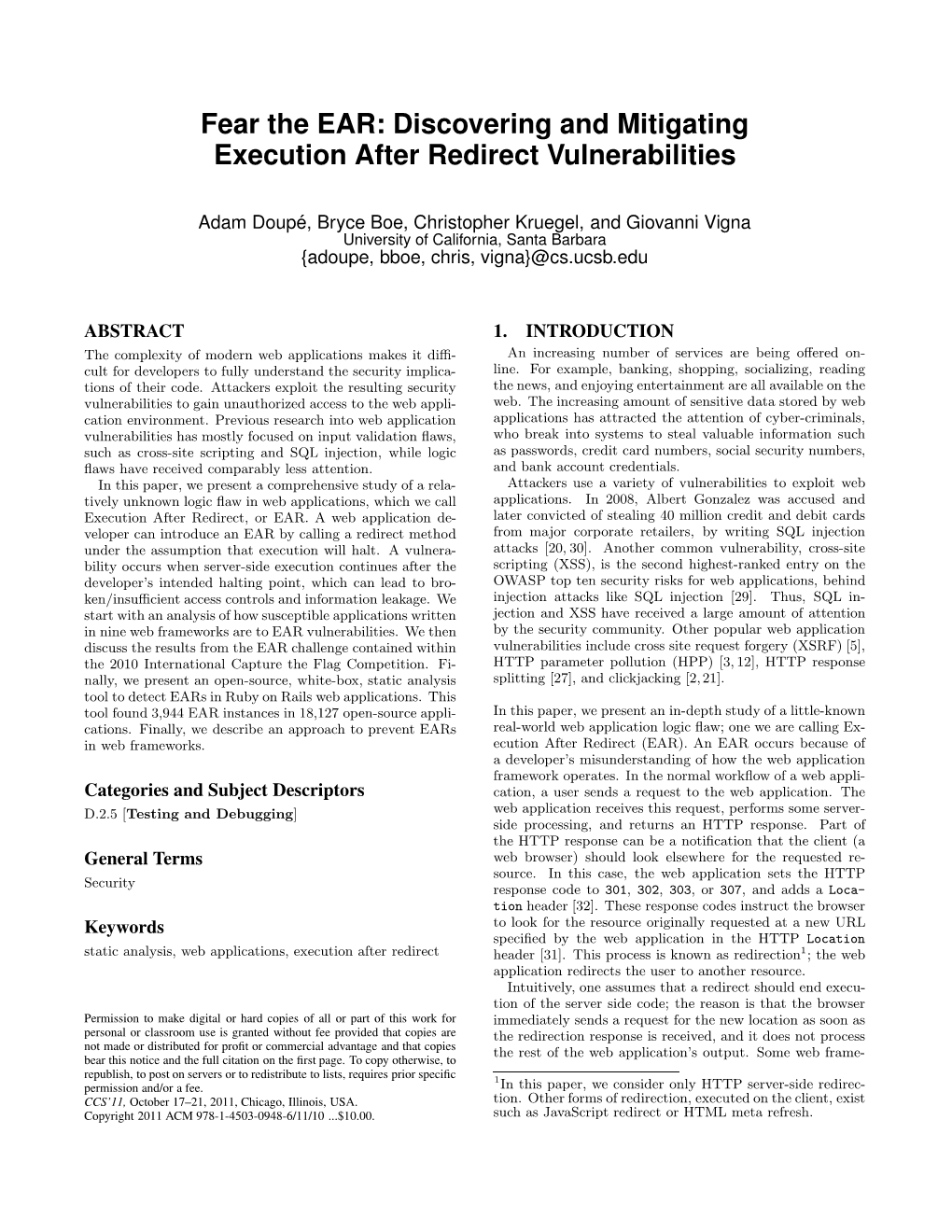 Fear the EAR: Discovering and Mitigating Execution After Redirect Vulnerabilities